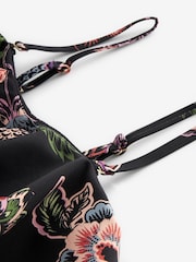Black Floral Ruffle Bandeau Bikini Top - Image 7 of 7