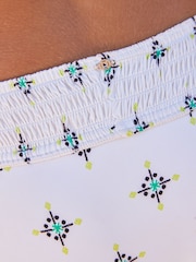 Green/Ecru Cream Shirred High Leg Bikini Bottoms - Image 6 of 7