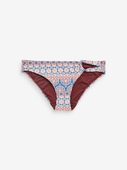 Red/Blue Woodblock Knotted High Leg Bikini Bottoms - Image 5 of 5