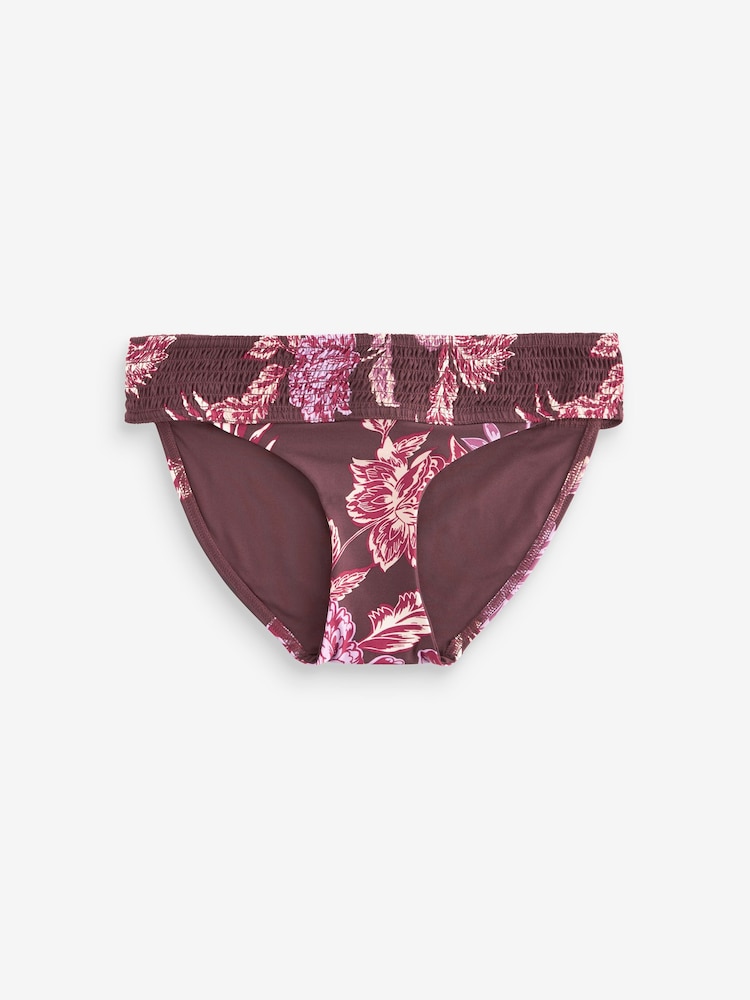 Berry Floral Shirred High Leg Bikini Bottoms - Image 5 of 5