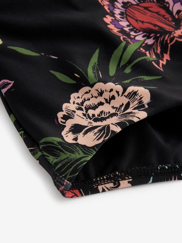 Black Floral High Waist Bikini Bottoms - Image 6 of 6