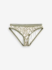 Khakigrün/Animalprint - Bikinihose mit hohem Beinausschnitt - Bild 5 von 5