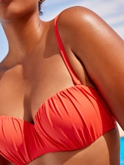 Coral Pink Ruched Shaping Wired Bandeau Bikini Top - Image 5 of 6