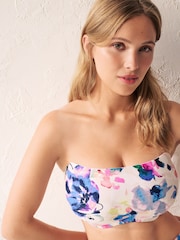 Crème gebloemd - Minimise bandeau-bikinitop zonder vulling, cup DD+ - Image 2 of 5