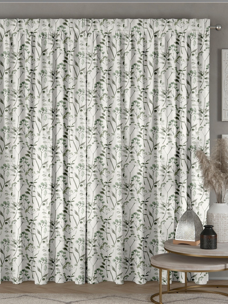 Sage Green Isla Floral Made To Measure Curtains - Image 2 of 9