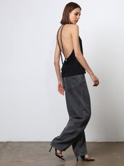 Religion Black Beaded Open Back Halter Neck Jersey Top - Image 4 of 8