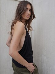 Religion Black Beaded Open Back Halter Neck Jersey Top - Image 8 of 8