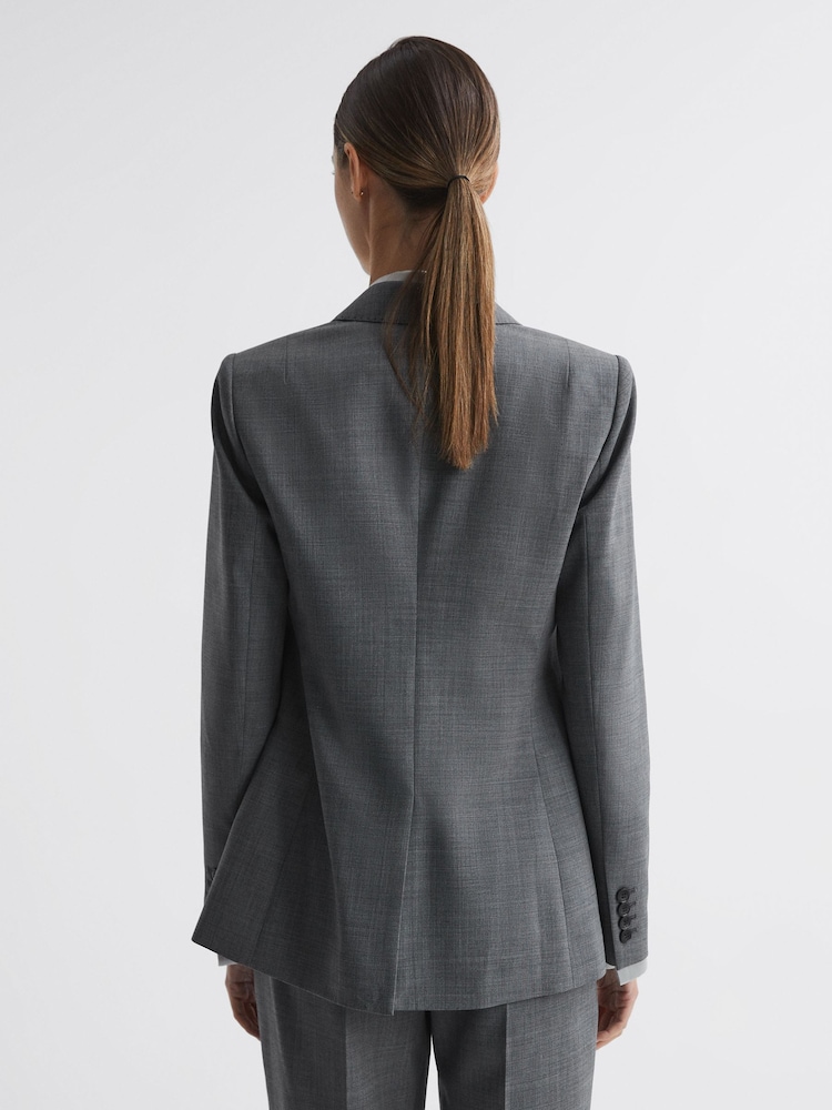 Reiss Grey Layton Tailored Fit Wool Blend Single Breasted Suit Blazer - Image 5 of 5