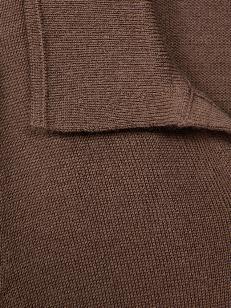 Reiss Brown Sugar Duchie Senior Merino Wool Open Collar Polo Shirt - Image 7 of 7