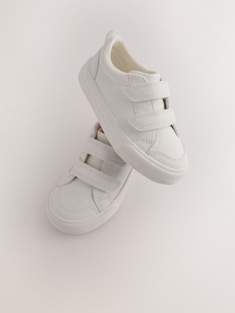 White Standard Fit (F) Two Strap Touch Fastening Trainers - Image 3 of 7