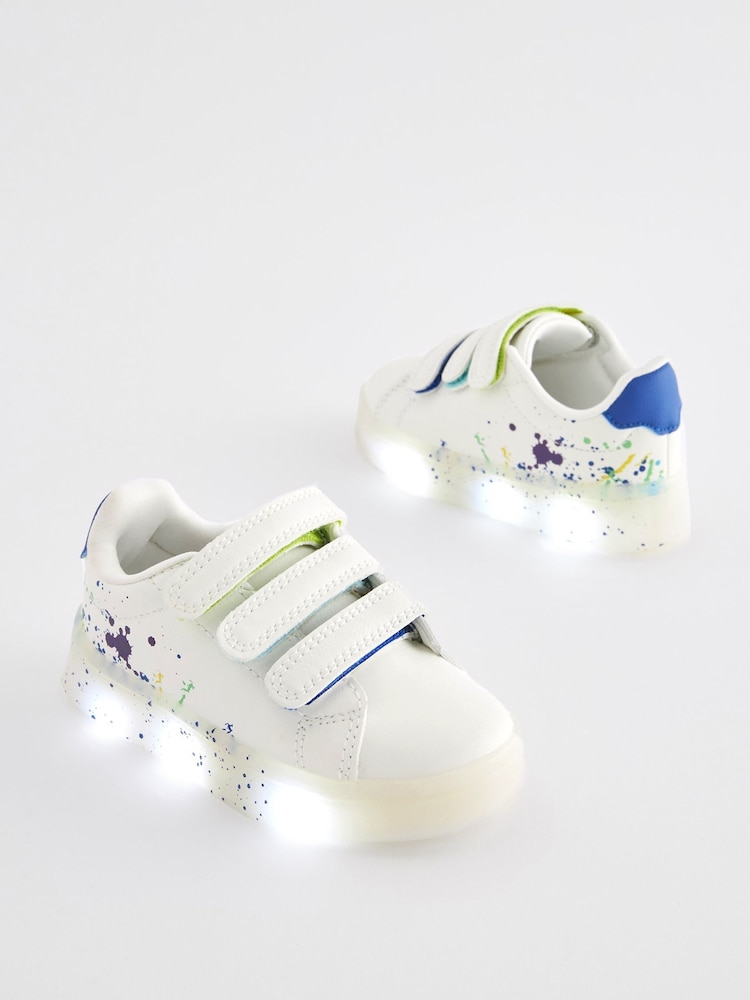 White Multi Colour Splat Light-Up Trainers - Image 1 of 7