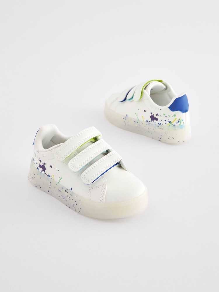 White Multi Colour Splat Light-Up Trainers - Image 2 of 7