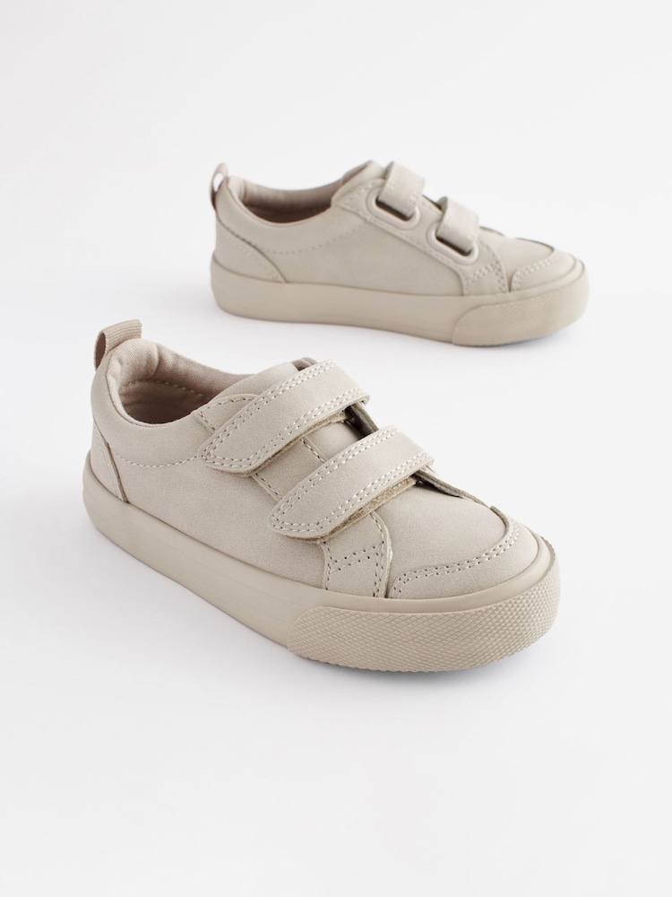 Stone Cream Standard Fit (F) Two Strap Touch Fastening Trainers - Image 1 of 7