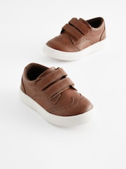 Tan Brown Standard Fit (F) Touch Fastening Brogues Shoes - Image 1 of 5