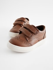 Tan Brown Standard Fit (F) Touch Fastening Brogues Shoes - Image 3 of 5