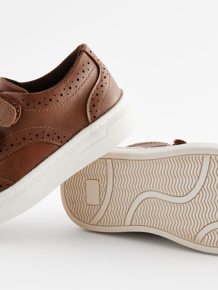 Tan Brown Standard Fit (F) Touch Fastening Brogues Shoes - Image 5 of 5