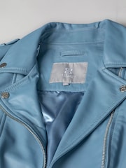 Lakeland Leather Blue Esthwaite Classic Leather Biker Jacket - Image 3 of 6