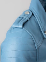 Lakeland Leather Blue Esthwaite Classic Leather Biker Jacket - Image 5 of 6