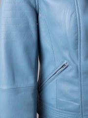 Lakeland Leather Blue Esthwaite Classic Leather Biker Jacket - Image 6 of 6