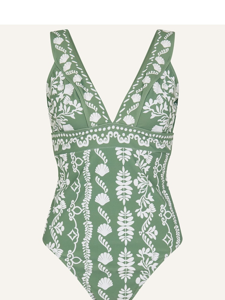 Accessorize Khaki Green Ornamental Lexi Shaping Swimsuit - Image 4 of 4