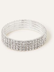 Accessorize Silver Tone Wide Crystal Cupchain Stretch Bracelet - Image 1 of 2