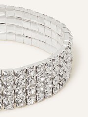 Accessorize Silver Tone Wide Crystal Cupchain Stretch Bracelet - Image 2 of 2