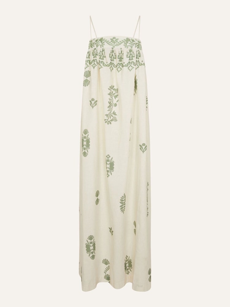 Accessorize Natural Ornamental Print Open Tie Back Maxi Dress - Image 4 of 4