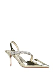 Carvela Gold Symmetry Crystal Court Shoes - Image 2 of 5