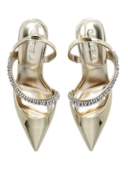 Carvela Gold Symmetry Crystal Court Shoes - Image 3 of 5