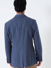 Crew Clothing Company Mid Blue Herringbone Wool Classic Blazer - Image 2 of 5