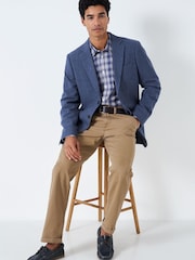 Crew Clothing Company Mid Blue Herringbone Wool Classic Blazer - Image 4 of 5