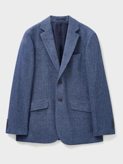 Crew Clothing Company Mid Blue Herringbone Wool Classic Blazer - Image 5 of 5