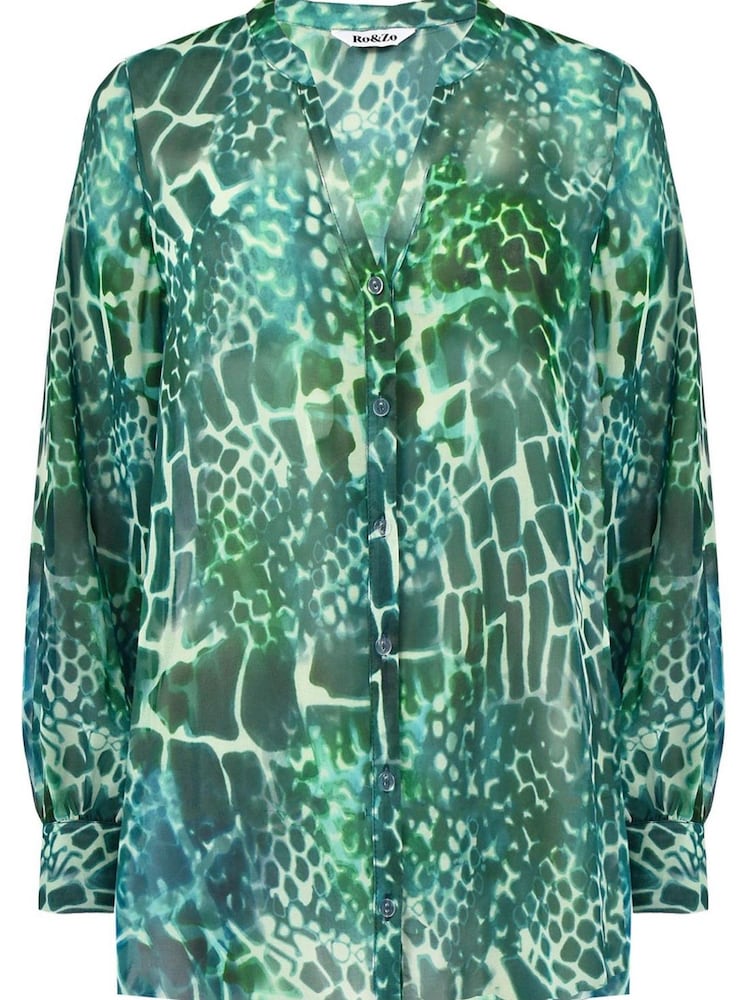 Ro&Zo Green Mix Animal Print Shirt - Image 2 of 3