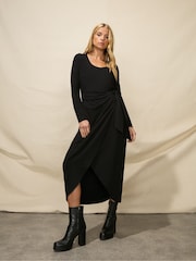 Ro&Zo Sleeved Scoop Neck Wrap Jersey Dress - Image 1 of 3