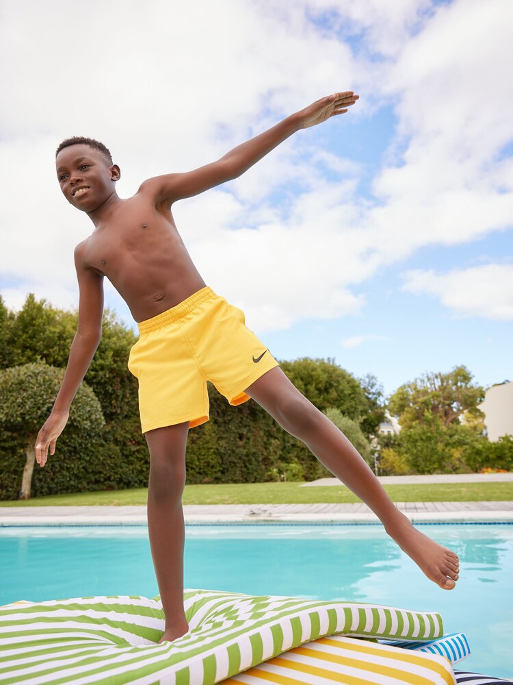 Nike Orange Swim Logo Tape 4 Inch Volley Shorts - Image 2 of 6 Nike Orange Swim Logo Tape 4 Inch Volley Shorts - Image 2 of 6