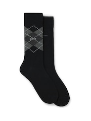 BOSS Black Argyle Logo Socks 2 Pack - Image 1 of 7