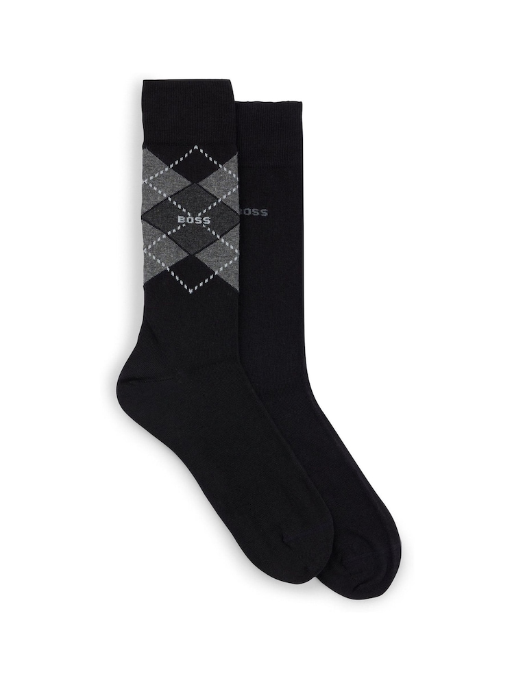 BOSS Black Argyle Logo Socks 2 Pack - Image 2 of 7 BOSS Black Argyle Logo Socks 2 Pack - Image 2 of 7