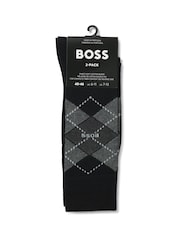 BOSS Black Argyle Logo Socks 2 Pack - Image 3 of 7