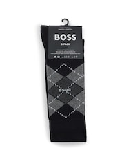 BOSS Black Argyle Logo Socks 2 Pack - Image 4 of 7