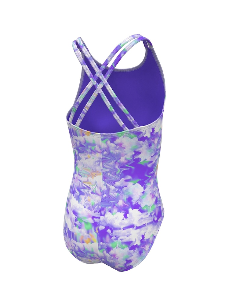 Nike Purple Nike Swim Cloud Print Spiderback Swimsuit - Image 2 of 3