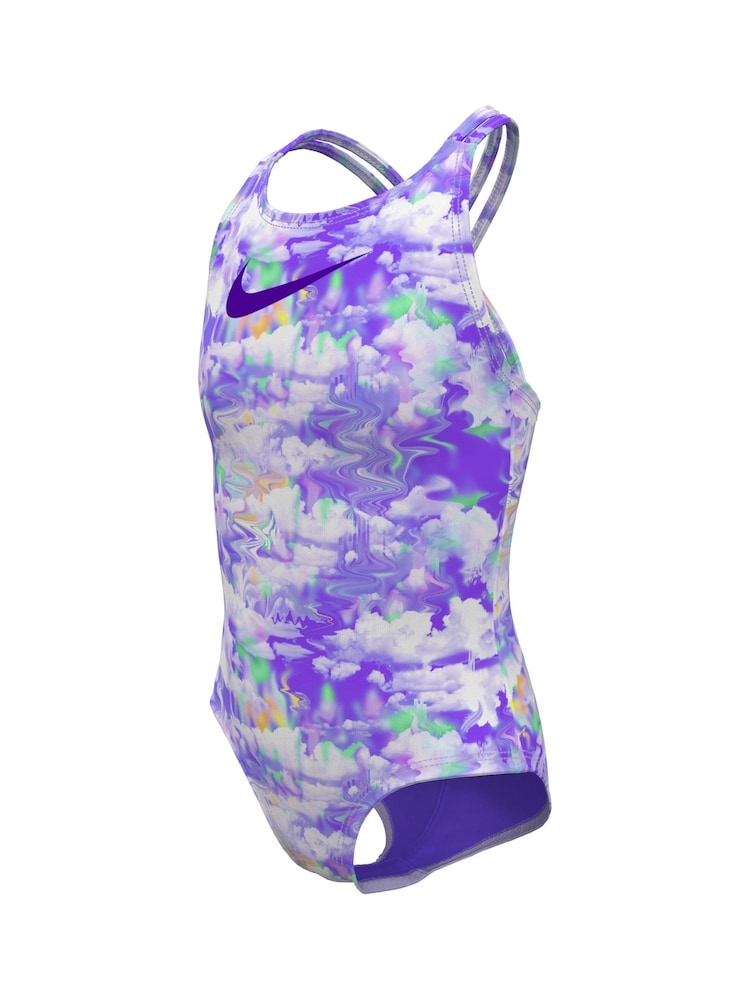 Nike Purple Nike Swim Cloud Print Spiderback Swimsuit - Image 3 of 3