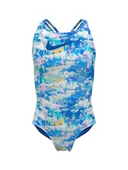 Nike Blue Nike Swim Cloud Print Spiderback Swimsuit - Image 3 of 4