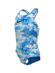 Nike Blue Nike Swim Cloud Print Spiderback Swimsuit - Image 4 of 4