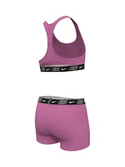 Rosa - Conjunto de pantalones cortos de bikini con tira con logo de Nike - Imagen 3 de 4