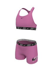 Rosa - Conjunto de pantalones cortos de bikini con tira con logo de Nike - Imagen 4 de 4