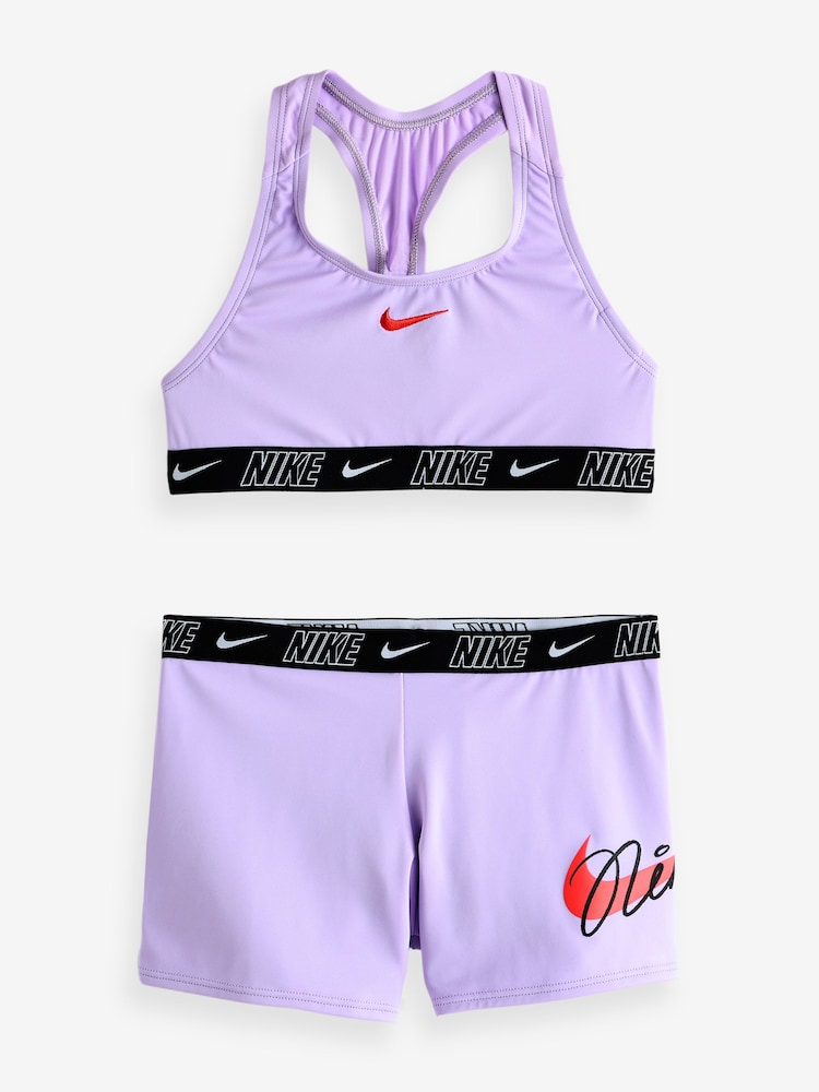 Nike Purple Swim Logo Tape Bikini Shorts Set - Image 3 of 3
