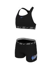 Negro - Conjunto de bikini con espalda cruzada y pantalones cortos de Nike - Imagen 3 de 3