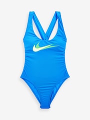 Nike Swim Blue Multi Logo Swimsuit - Image 5 of 5