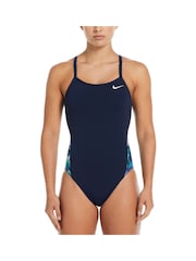 Nike Swim Blue Racerback Splice One Piece Swimsuit - Image 1 of 6