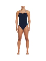 Nike Swim Blue Racerback Splice One Piece Swimsuit - Image 4 of 6